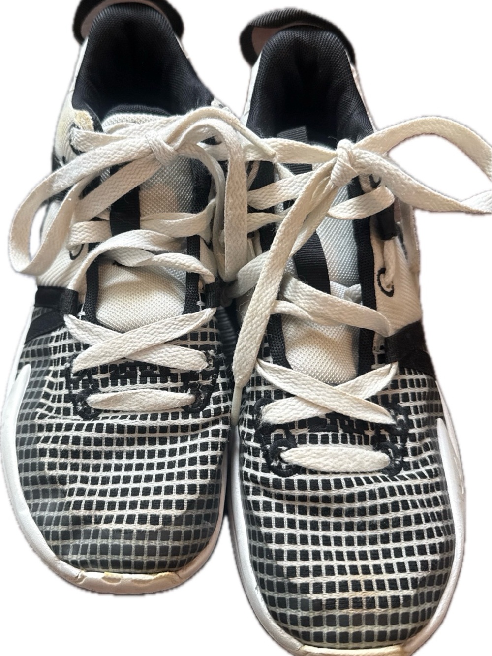 Nike LeBron Kids Black and White lion Grid Pattern Lace-Up Sneakers approx sz 6